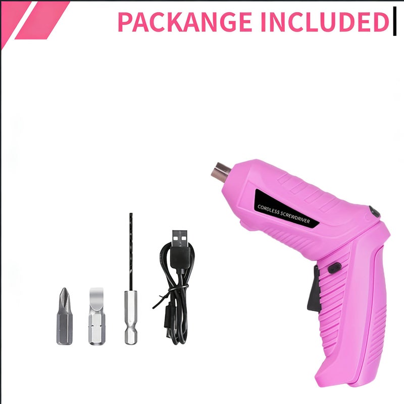 4-Piece Set Handheld Electric Screwdriver with LED Light, Strong Torque, Long Battery Life, Compact and Lightweight for Straight and Angled Use - Image 1