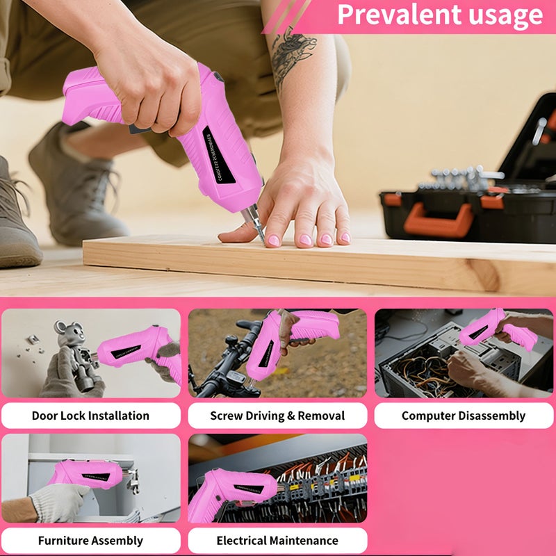 4-Piece Set Handheld Electric Screwdriver with LED Light, Strong Torque, Long Battery Life, Compact and Lightweight for Straight and Angled Use - Image 5