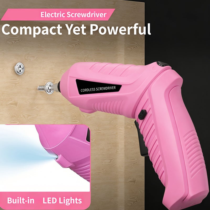 4-Piece Set Handheld Electric Screwdriver with LED Light, Strong Torque, Long Battery Life, Compact and Lightweight for Straight and Angled Use - Image 4
