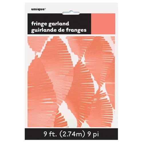 Unique Party Elegant Coral Tissue Fringe Garland - 9 ft. (1 Pc.) - Premium Paper, Stunning & Versatile Decor - Ideal for Any Events - Image 2