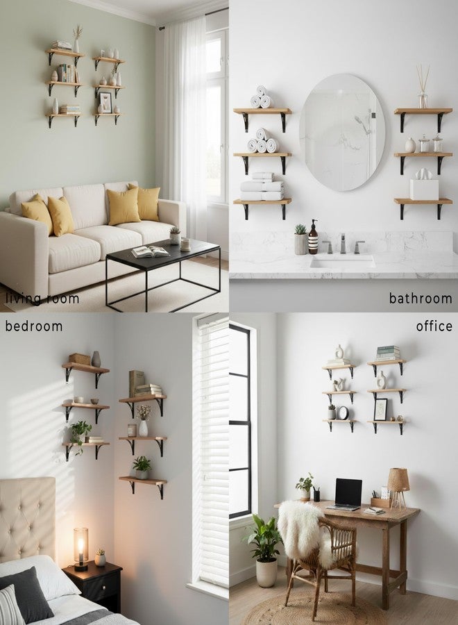 Willowy Reinforced Steel Bracket Farmhouse Decor Shelves - Easy to Install, Template and Video Included - Coffee Mug Shelf for Wall, Laundry Shelf - Image 3