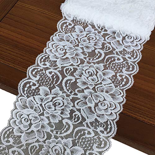 ZaneGear Olive Lace 6 inches Wide White Stretchy lace Ribbon Elastic Trim Fabric with Floral Pattern for Bridal Wedding Decorations , Sewing DIY Making and DIY Crafts-5 Yards (910 White) - Image 5