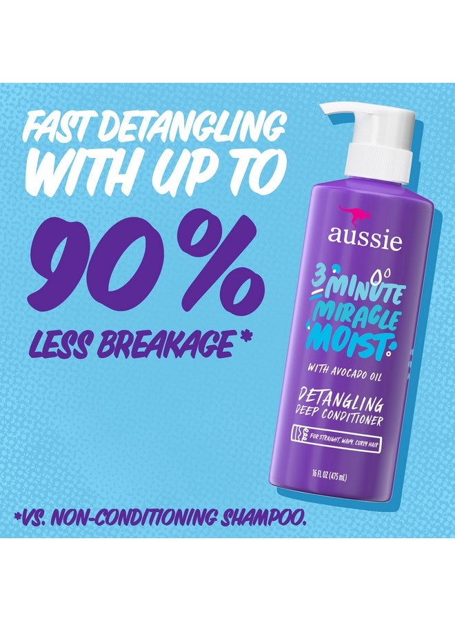Aussie 3 Minute Miracle Moist Deep Conditioner for Dry Hair, Avocado & Jojoba Oil, Safe for Color Treated Hair, Nourishing Hydration, Silky Shine, Paraben-Free, 16 Fl Oz Each, Triple Pack - Image 3