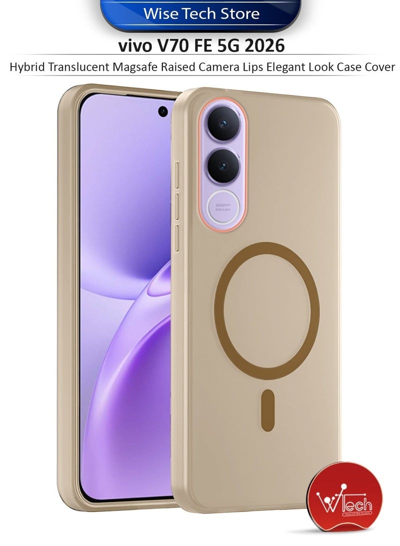 Wtech vivo V70 FE 5G 2026 Hybrid Translucent Magsafe with Magnetic Charging Raised Camera Lips Elegant Look Case Cover (MCMPMN) - Brown & vivo V70 FE 5G 2026 Premium E2E Series Full Glue Full Cover Tempered Glass Screen Protector (MSGECN) - Clear/Black Bundle - Image 2