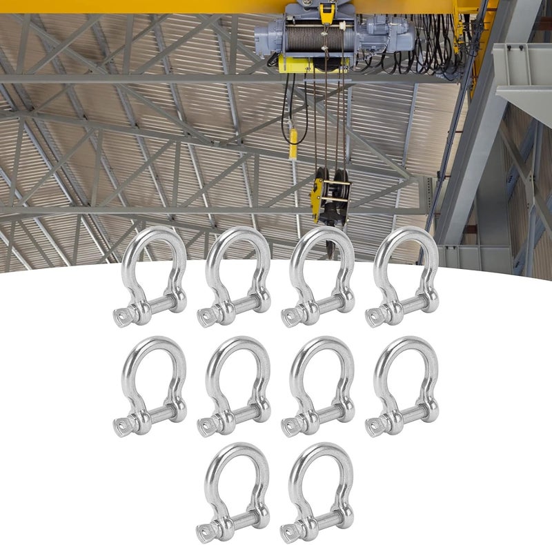 Sturdy 10Pcs Stainless Steel Load Shackle D Anchor for Various Industrial Applications M5, Heavy Duty UShape - Image 4