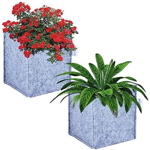 ORILEY Grows 400 GSM 6x6x6 inch Bag Heavy Duty Geo Fabric Plants Flower Growing Bag Floor Standing Mount Type for Home Garden Balcony Nursery (Grey, Square, Pack of 2) - Image 1