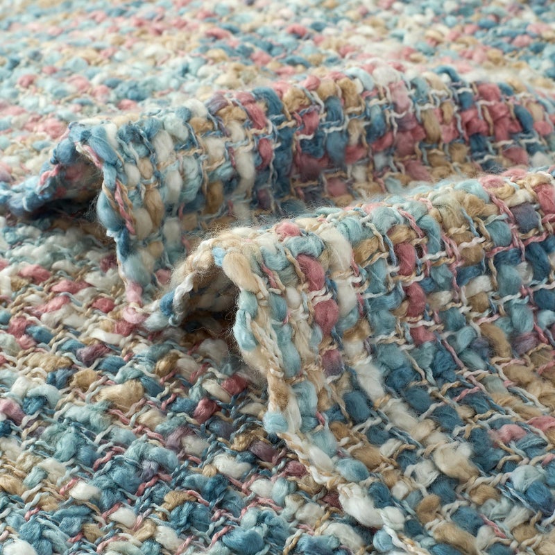 GINAMUSE Multi-Color Pink Blue Cable Woven Throw Blanket for Couch,50"X60" Boho Style Textured Blankets for Home Decor,Super Soft Warm Cozy Chunky Blanket with Decorative Tassels for Bed - Image 3