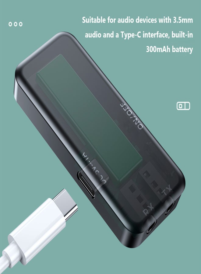 جهاز استقبال وإرسال صوتي C29 بتقنية بلوتوث 5.0 وشاشة LCD للسيارة والتلفزيون والكمبيوتر وسماعات الرأس ومنفذ AUX 3.5 ملم ومشغل MP3 ستيريو ومحول لاسلكي - Image 3