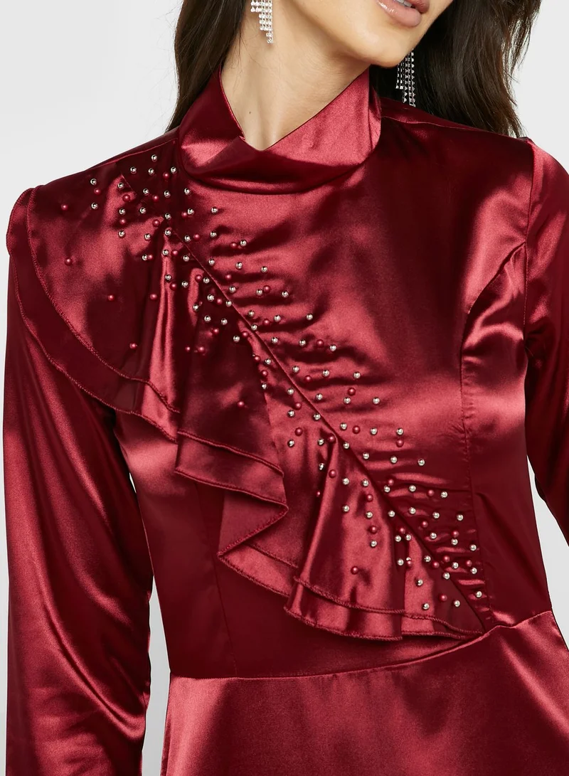 Khizana Embellished Satin Dress
