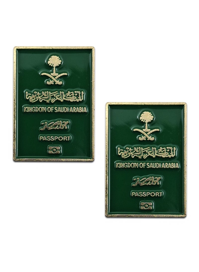 قطعتين من ملصقات معدنية على شكل جواز سفر سعودي للجوال أو أي سطح أملس - Image 1