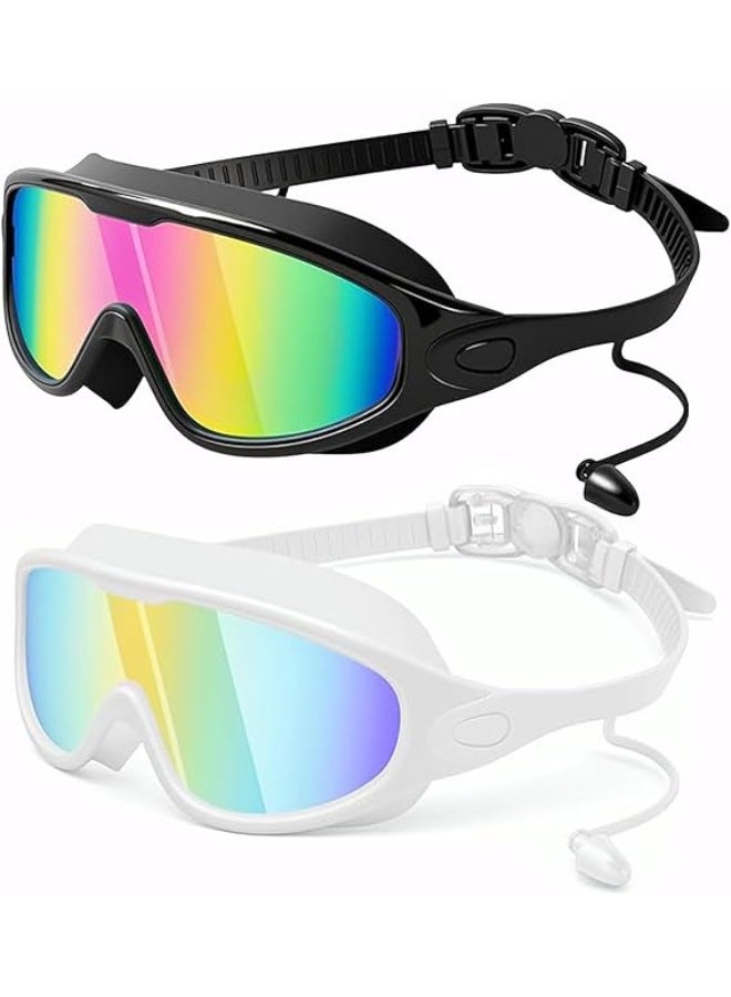 ATRJSZ 2 Pack Swim Goggles for Adults, Wide View Anti-Fog & UV Protection, No-Leak Swimming Goggles for Men, Women & Youth - Image 1