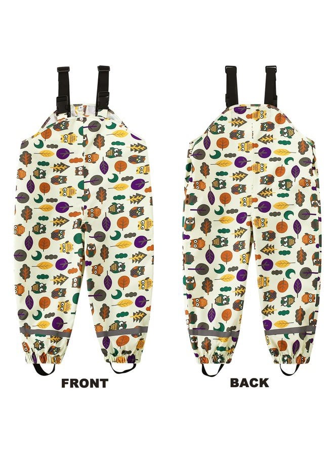 Fewlby Toddlers Waterproof Rain Bib Pants, Boys Rain Pants Kids Cartoon Rain Trousers Lightweight Mud Pants Rainwear - Image 4