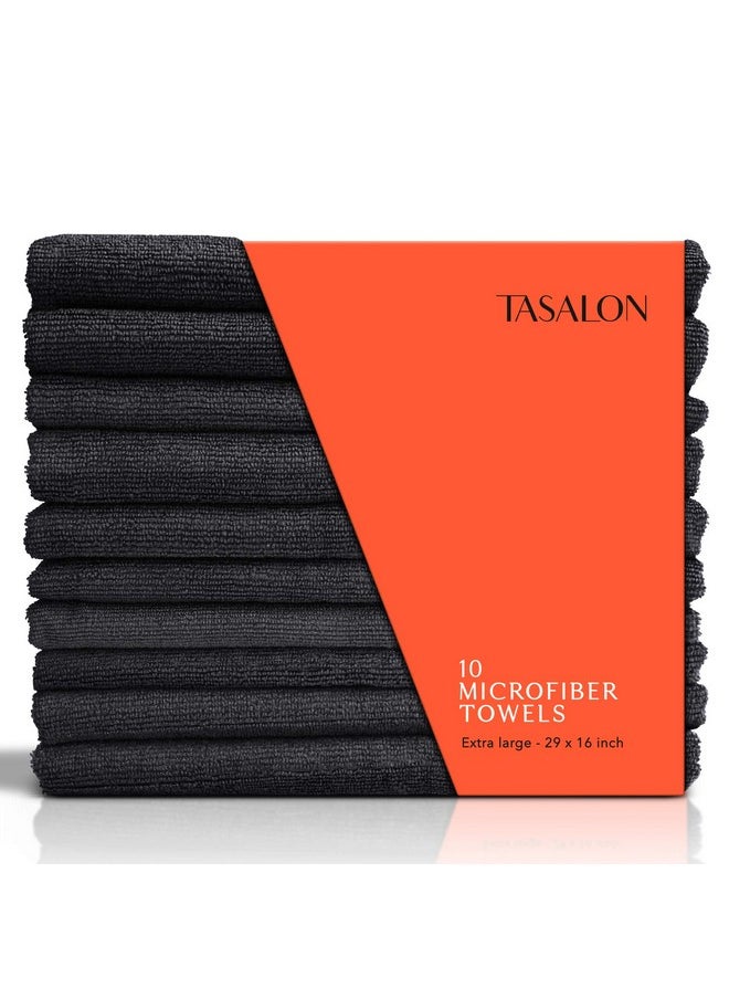 TASALON - TASALON Microfiber Hair Towel - 10 Pack - Salon Towels - Quick Dry Microfiber Towels - 29 x 16 Inches Ultra-Soft Microfiber Towel for Hair, Facial Towels with Soft Absorbant - Black - Image 1