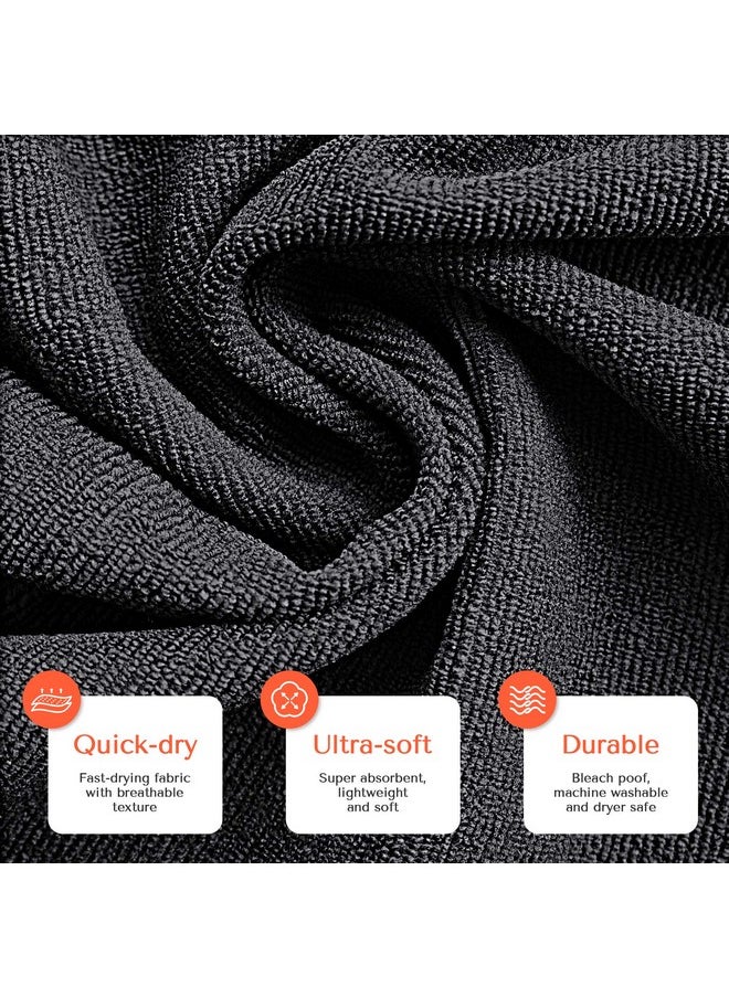 TASALON - TASALON Microfiber Hair Towel - 10 Pack - Salon Towels - Quick Dry Microfiber Towels - 29 x 16 Inches Ultra-Soft Microfiber Towel for Hair, Facial Towels with Soft Absorbant - Black - Image 1