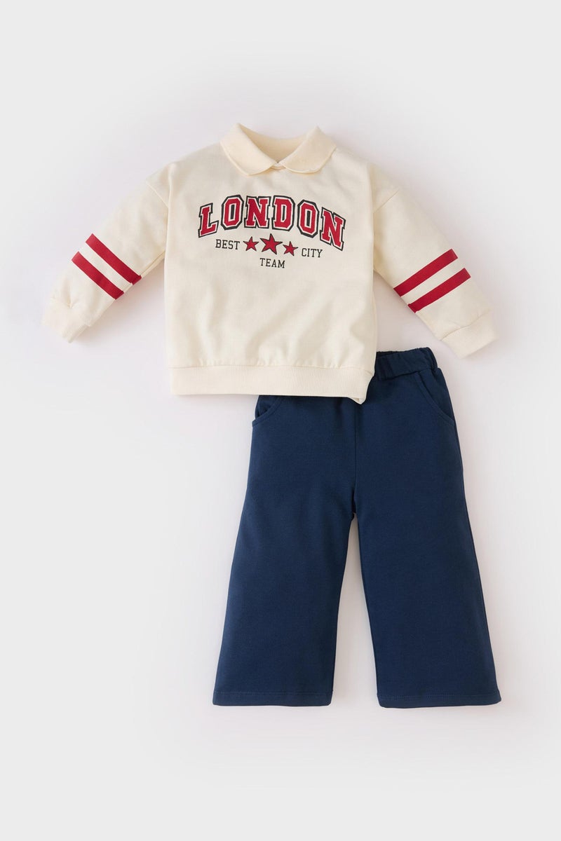 DeFacto Baby Girl Printed Sweatshirt Wide Leg Sweatpants 2 Piece Set  - Image 4