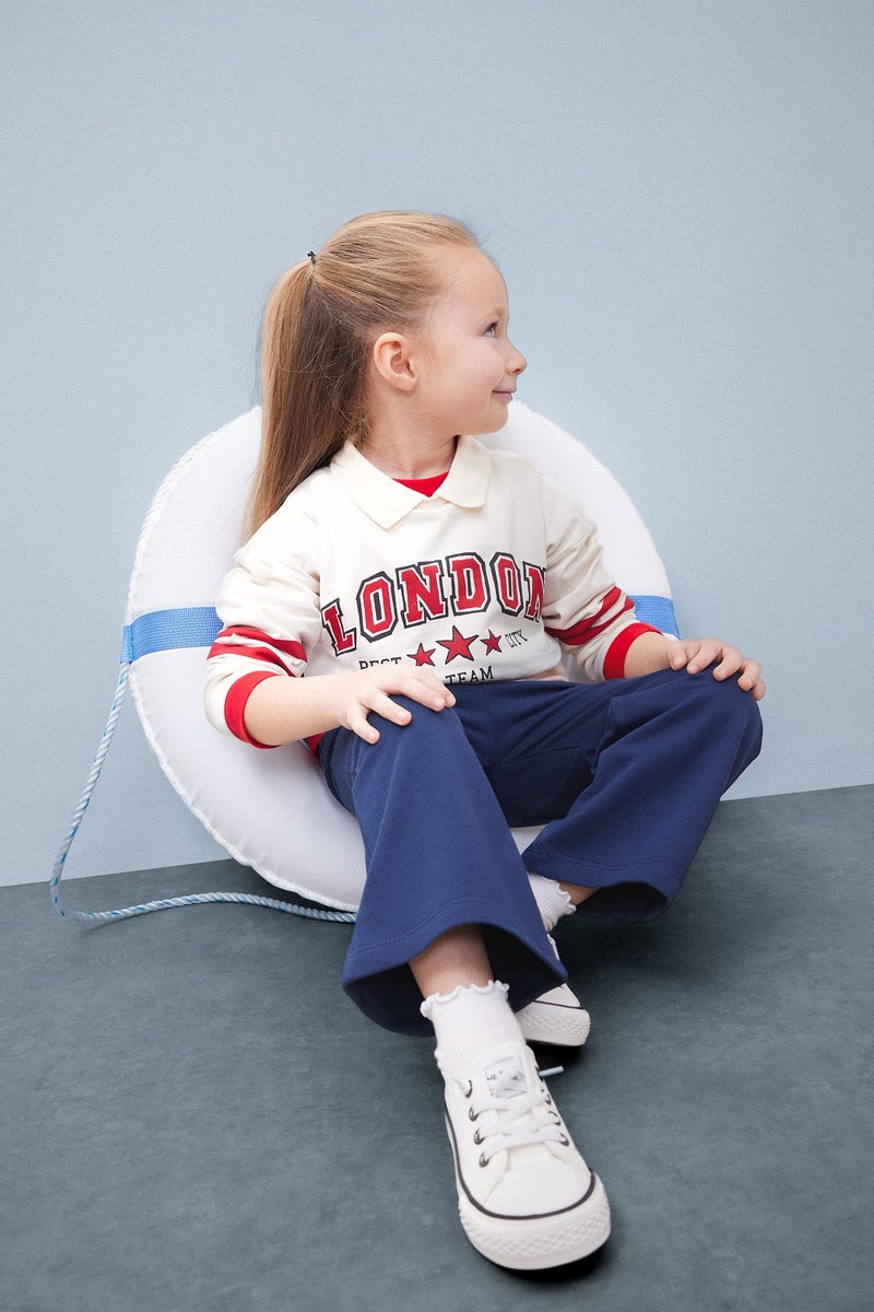 DeFacto Baby Girl Printed Sweatshirt Wide Leg Sweatpants 2 Piece Set  - Image 2