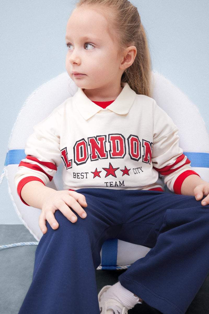 DeFacto Baby Girl Printed Sweatshirt Wide Leg Sweatpants 2 Piece Set  - Image 1