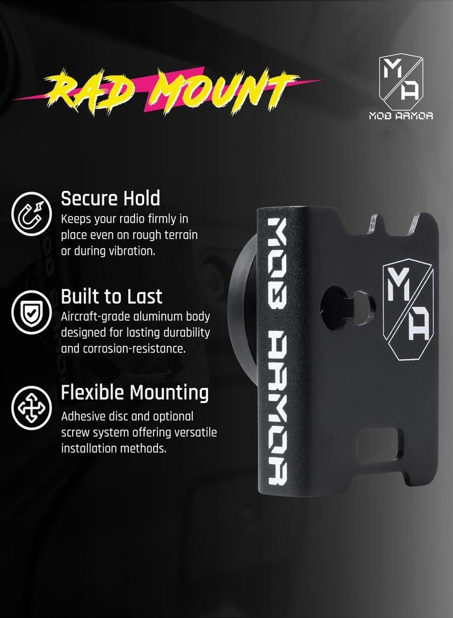 Mob Armor Rad Mount - Car Radio Dual Magnetic Mounting Kit for Handheld CB & VHF Radios Hand Mic Holder Microphone Bracket with Base - Image 3