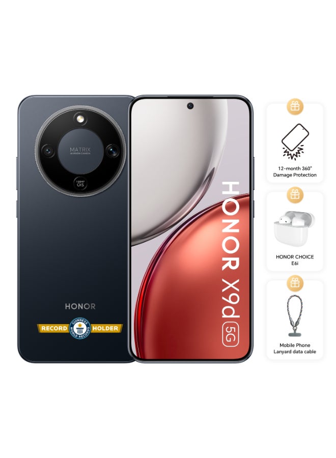 Honor X9d Dual SIM 5G 12GB RAM 256GB Midnight Black With Free Choice E6i Earbuds, Lanyard Data Cable and 12 Month Damage Insurance  - Middle East Version - Image 1