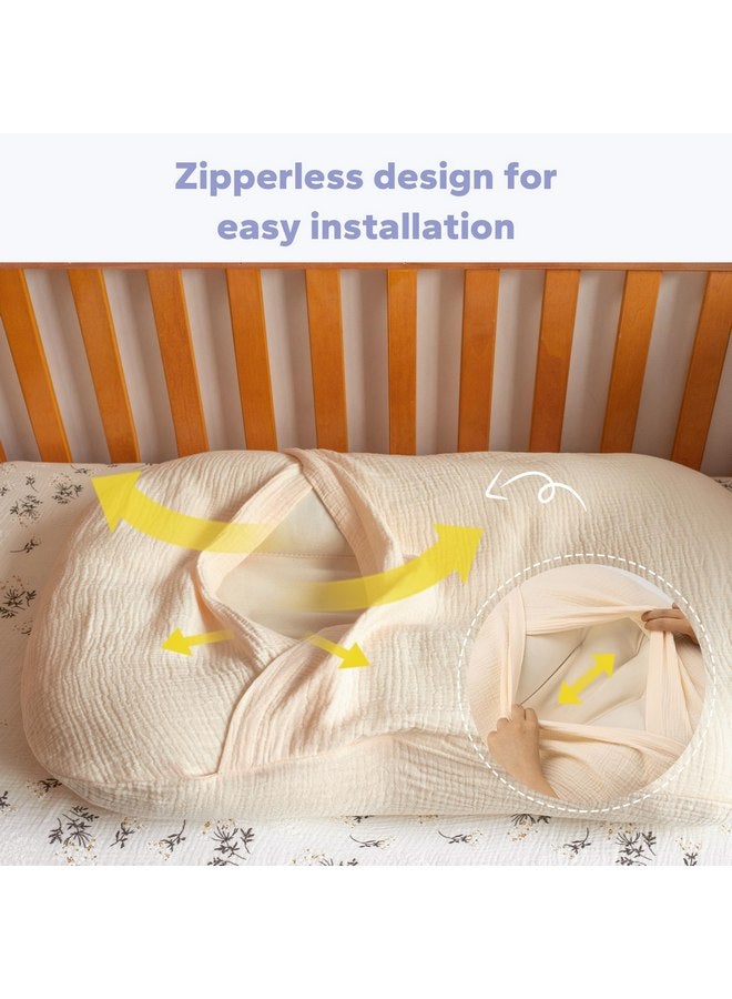 FUNUPUP Muslin Baby Lounger Cover Compatible with Snuggle Me Lounger, Infant Lounger Pillow Cover for Newborn, Removable Newborn Lounger Cover for Boys and Girls, Beige - Image 3