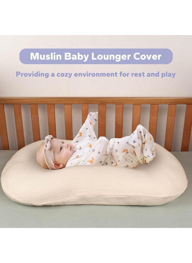 FUNUPUP Muslin Baby Lounger Cover Compatible with Snuggle Me Lounger, Infant Lounger Pillow Cover for Newborn, Removable Newborn Lounger Cover for Boys and Girls, Beige - Image 4