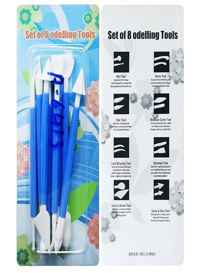 JIGVA VENJA Double-Ended Cake Decorating & Clay Modelling Tools | 8 Pcs Plastic Fondant Sculpting Kit | Sugarcraft, Polymer Clay, and DIY Art Craft Modelling Tool Set for Cake Decoration - Image 2