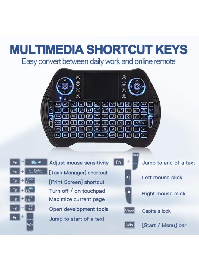 Backlit Mini Wireless Keyboard with Touchpad Mouse Combo Remote Control with Rechargeable Li-ion Battery and Multimedia Keys for Android TV Box HTPC PS3 Smart TV PC X-Box Linux Windows MacOS  - Image 5