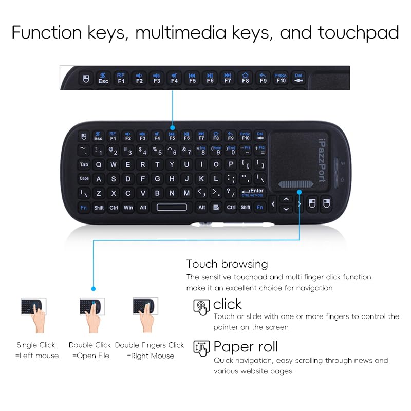 iPazzPort 2.4G Mini Wireless Keyboard with Touchpad Mouse Combo, Lightweight Portable Keyboard Controller, Compatible with Android TV Box/PC/Tablets/PS4/Raspberry Pi 3/HTPC KP-810-19S - Image 2