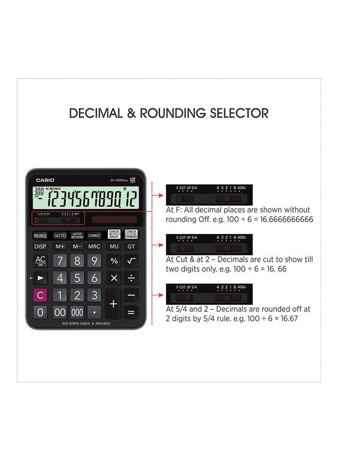 CASIO Plus Power Practical Calculator DJ-120DPLUS-WA-DPW Black - Image 4