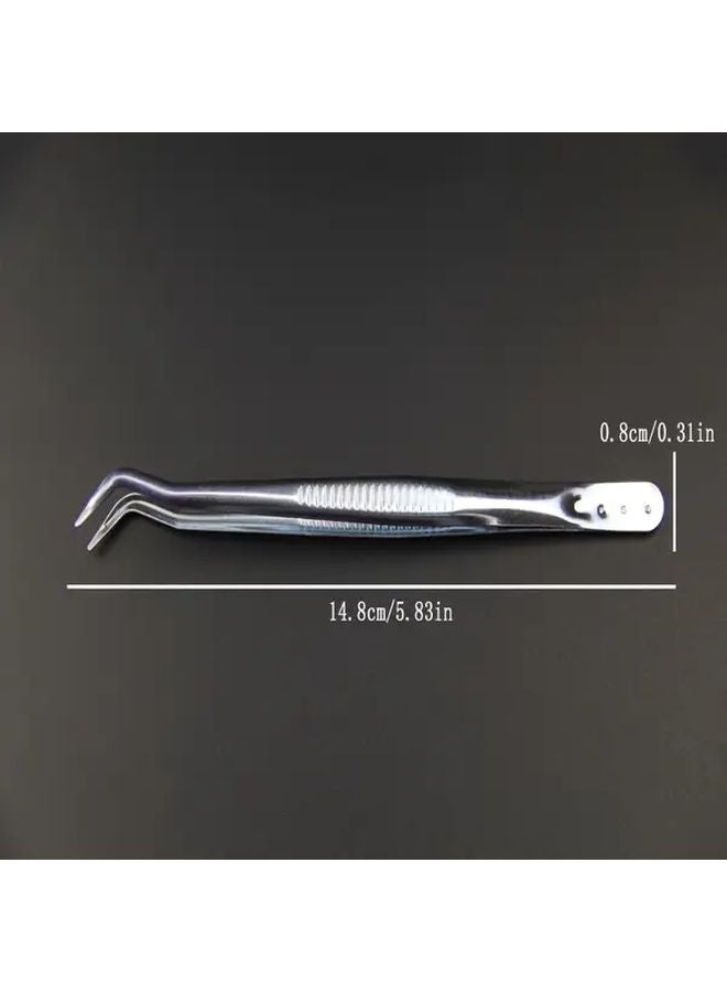 Extended Thickened Stainless Steel Tweezers Set Of 5 Tools Silvery Color For Servicing Clamps - Image 4