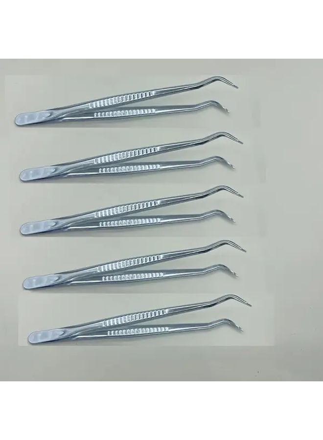 Extended Thickened Stainless Steel Tweezers Set Of 5 Tools Silvery Color For Servicing Clamps - Image 2