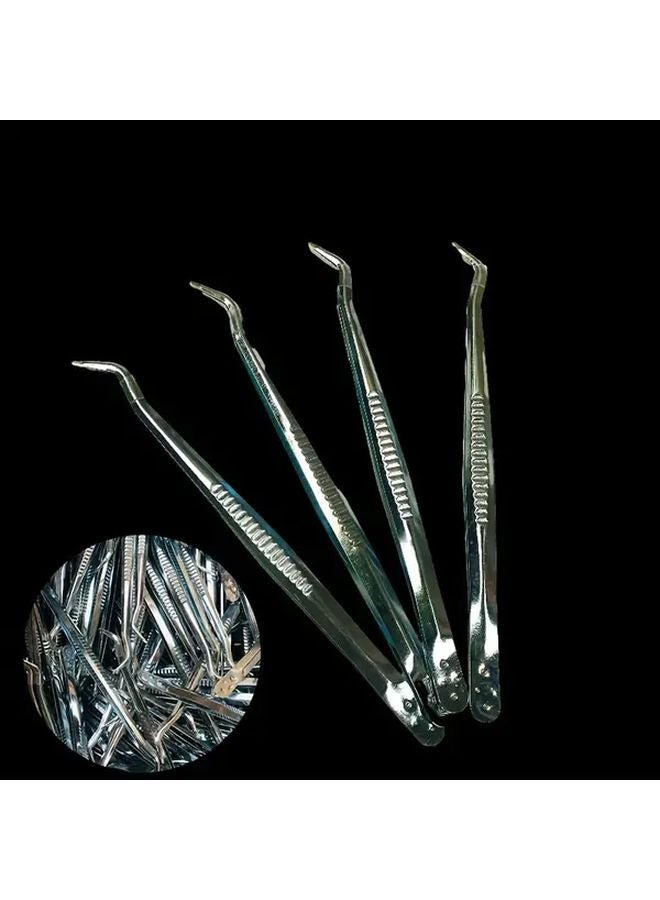 Extended Thickened Stainless Steel Tweezers Set Of 5 Tools Silvery Color For Servicing Clamps - Image 5