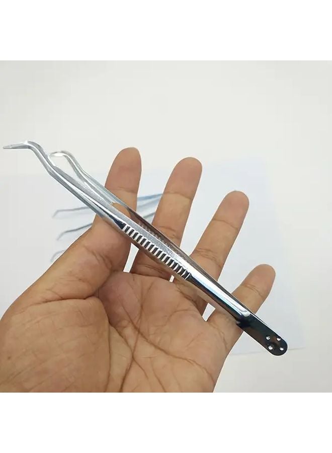 Extended Thickened Stainless Steel Tweezers Set Of 5 Tools Silvery Color For Servicing Clamps - Image 3