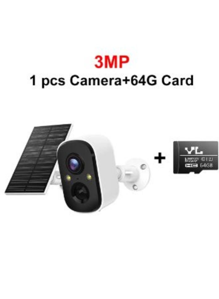 ارواق كاميرا Tuya 3MP WIFI للأمن والبطارية مع لوحة شمسية لاسلكية في الهواء الطلق وكشف الإنسان للمراقبة وكاميرا IP ليلية ملونة مع بطاقة 64 جيجابايت - Image 1