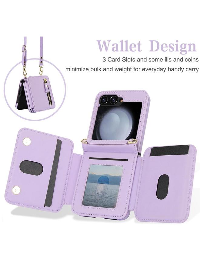 إيروريكس جراب لهاتف Samsung Galaxy Z Flip5 مزود بسحاب مزدوج وحقيبة بطاقات قابلة للطي - Image 4