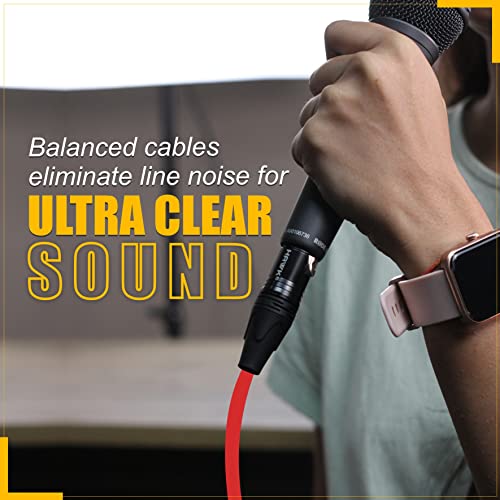 Hawk Proaudio SXFG010 Gold Series XLR Cable Male to Female Microphone Cable With Cable Tie - 3M (Red Color) - Image 5