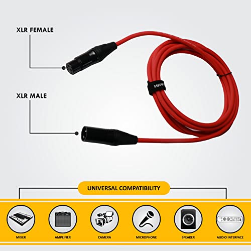 Hawk Proaudio SXFG010 Gold Series XLR Cable Male to Female Microphone Cable With Cable Tie - 3M (Red Color) - Image 2