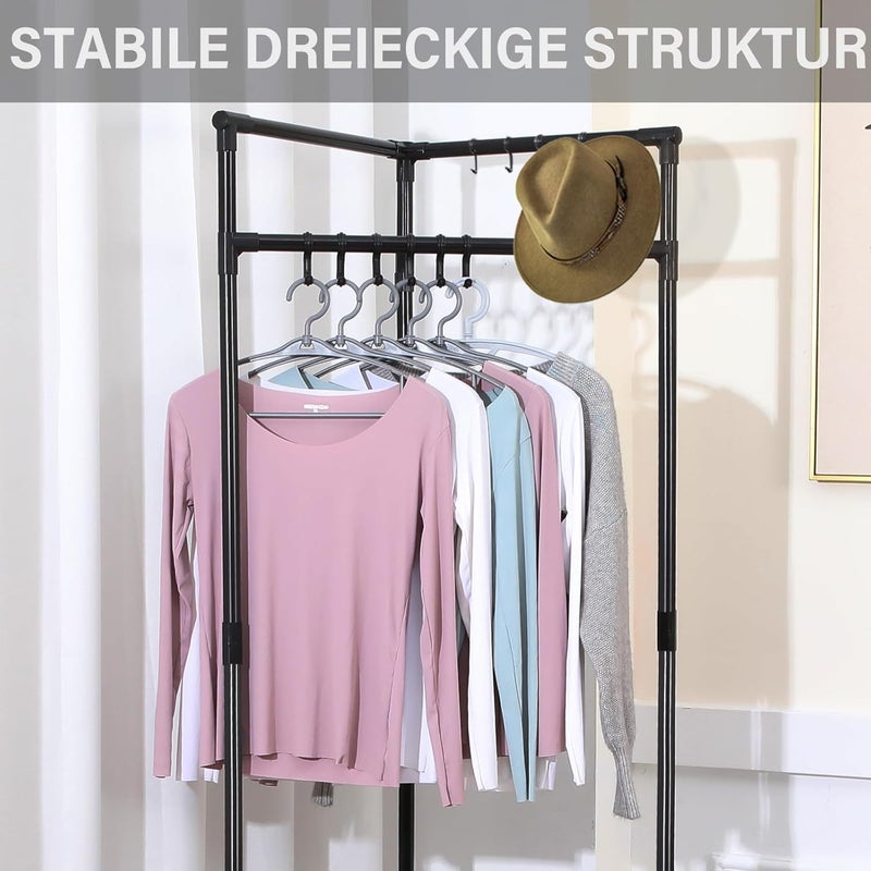 FEELING MALL FEELING MALL Modern Clothing Rack for Hanging Clothes L Shaped Garment Rack with Slide Baskets Adjustable Shelves Metal Clothing Rack for BedroomCorner Black  - Image 3