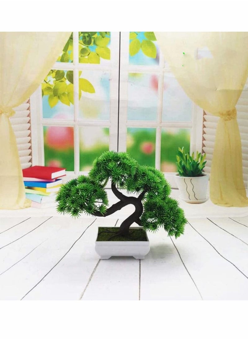 Generic Artificial Plants, Artificial Bonsai Tree Fake Plant Potted Desktop Display Garden Decor Pine Tree Green  - Image 3