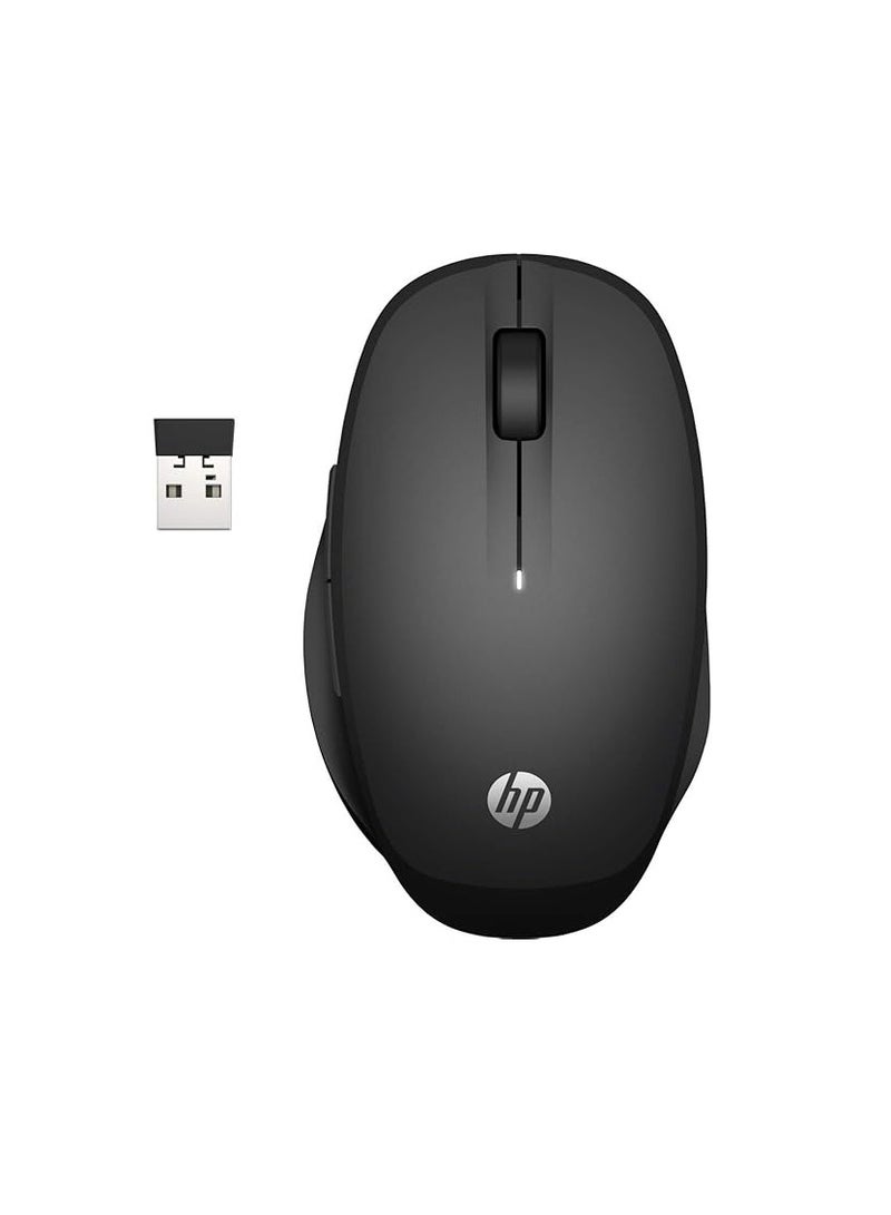 HP Mouse Black 300 Dual Mode, Switch Between 2 Computers via Bluetooth or 2.4GHz Wireless, Smart TV Connection, 1200 to 3600 Adjustable DPI (6CR71AA) 