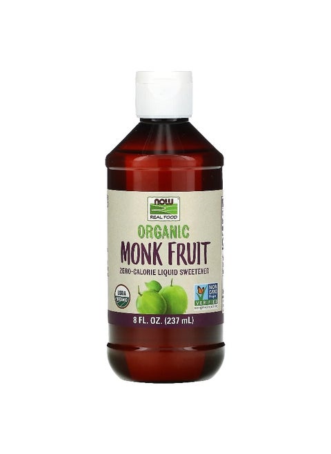NOW Foods, Real Food, Organic Monk Fruit, Zero-Calorie Liquid Sweetener, 8 fl oz (237 ml)