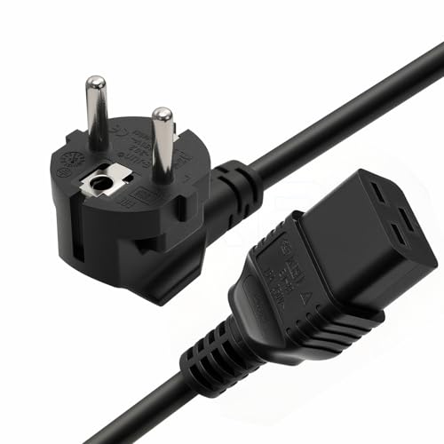 DRRI Europe Schuko Plug CEE 77 Plug 16A 250V to IEC 60320 C19 Power Cord for Servers PDU PC Computers Monitors 6ft - Image 1