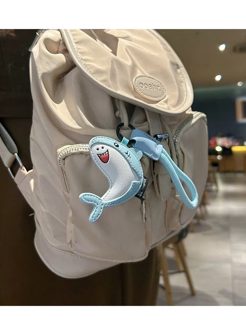 Cartoon keychain, cute marine animal leather keychain accessories, wallet handbag decoration bag accessories (shark)  - Image 3