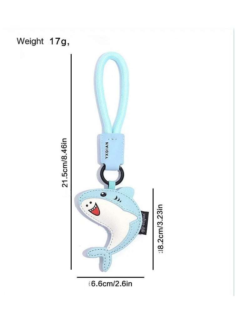 Cartoon keychain, cute marine animal leather keychain accessories, wallet handbag decoration bag accessories (shark)  - Image 4