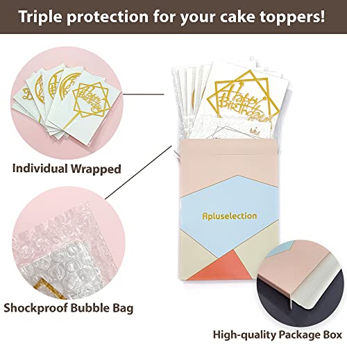 LetsCake 6-Pack Gold Cake Topper Set, Double-Sided Glitter, Acrylic Happy Birthday Cupcake Toppers, Birthday Decorations for Children or Adults. - Image 5