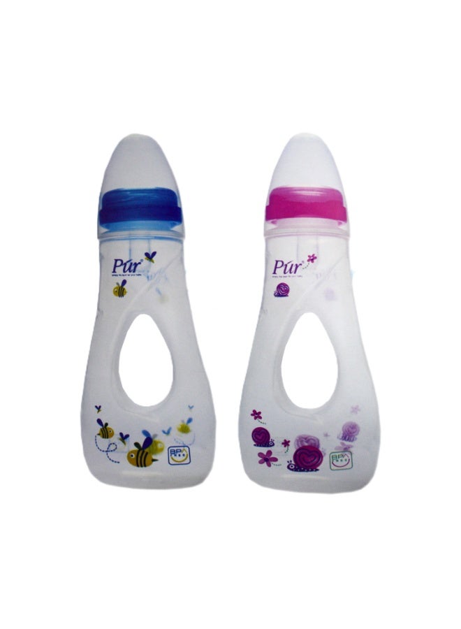 Pur 250ml twist-grip baby bottle - easy-grip design, medical-grade silicone nipple, BPA free - Image 1