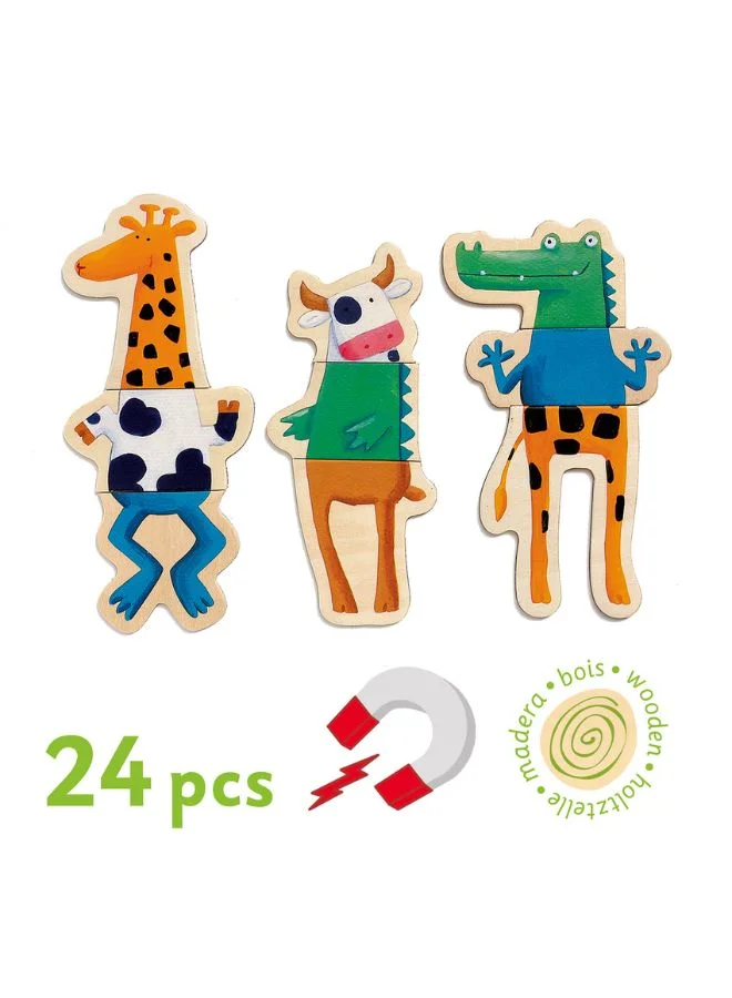 DJECO Wooden Magnetic Crazy Animals