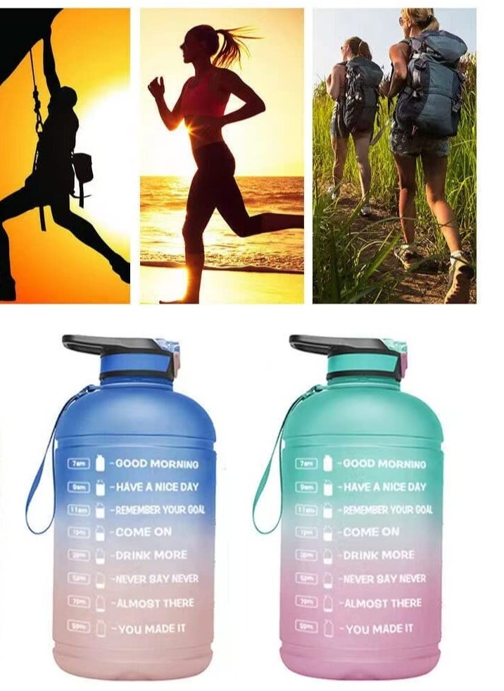 LIMOS - Sports Water Bottle 1 Gallon Motivational with Time Marker & Straw Leak - Image 1