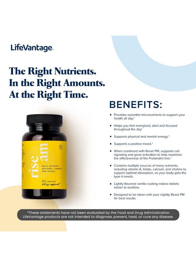 LifeVantage لايف فانتاج® رايز إيه إم™ - مكمل متعدد المغذيات المتقدم مع توصيل المغذيات في الوقت المناسب™ - يدعم الطاقة والتركيز والتفعيل اليومي - أقراص مغطاة بالفانيليا سهلة البلع - (60 قرص)  - Image 4