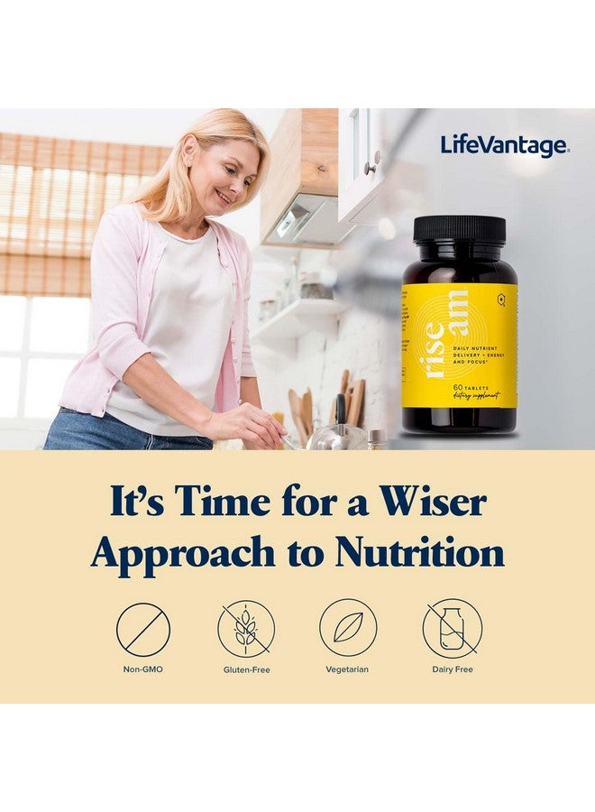 LifeVantage لايف فانتاج® رايز إيه إم™ - مكمل متعدد المغذيات المتقدم مع توصيل المغذيات في الوقت المناسب™ - يدعم الطاقة والتركيز والتفعيل اليومي - أقراص مغطاة بالفانيليا سهلة البلع - (60 قرص)  - Image 5